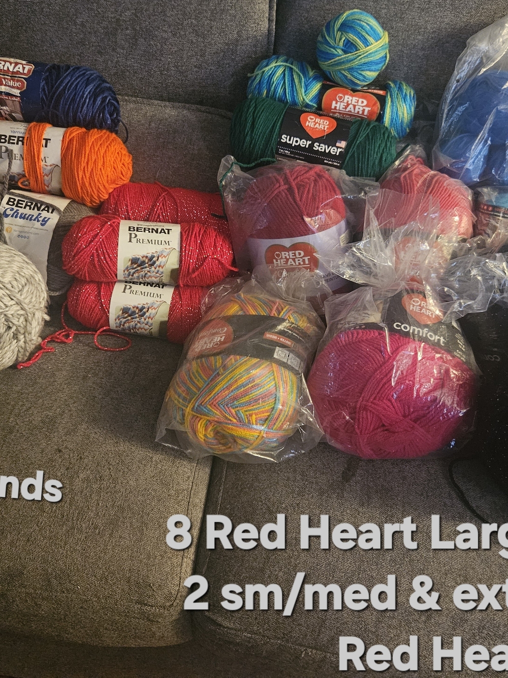 HUGE LOT OF Red Heart & Bernat & Other Brands Of Yarn